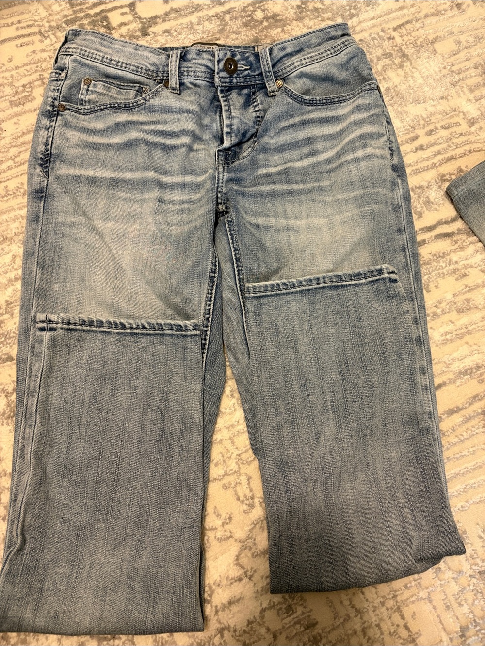 Depart west Light Blue Straight-Leg Men's Jeans with Knee Panels